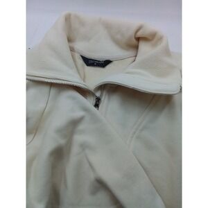 Escalier Womens Cream Quarter Zip Pullover Sweatshirt Kangaroo Pocket Size M